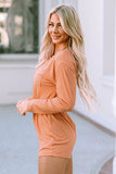 Ribbed Drawstring Waist Long Sleeve Romper