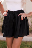 Drawstring Waist Flowy Pleated Shorts