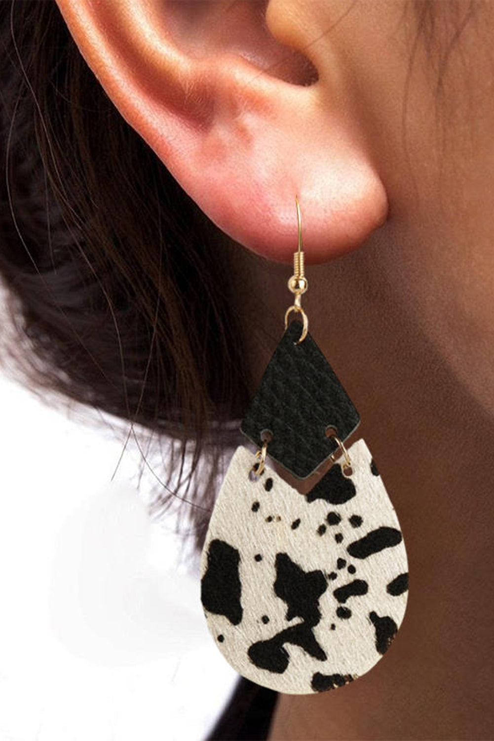 Cow Striped Waterdrop-Shaped  Earrings