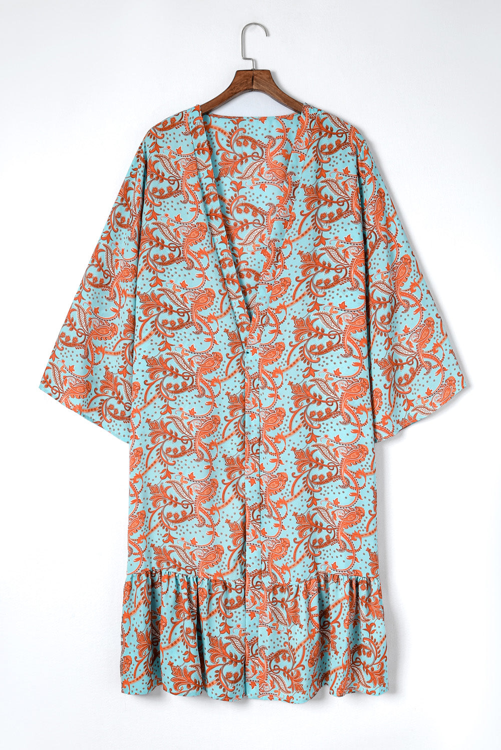 Boho Retro Floral Print Long Sleeve Oversized Kimono