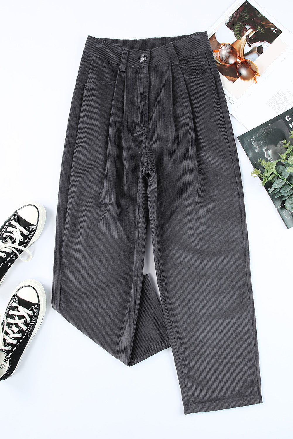 Corduroy High Waist Straight Leg Pants