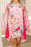 Floral Long Sleeve Plus Size Shift Dress