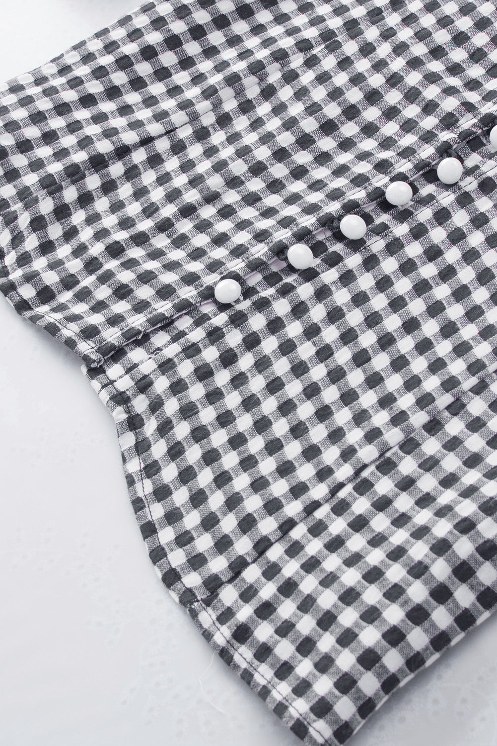 Sweetheart Gingham Button Down Cold Shoulder Blouse