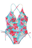 Flower Print Open Back One-piece Swimwear