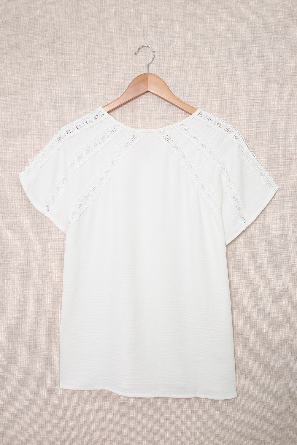 Crochet Eyelet Short Sleeves Top