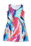 Abstract Geometric Print U-neck Sleeveless Mini Dress