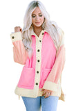 Color Block Patchwork High Low Fleece Shacket