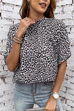 Oversized Leopard Ruched Batwing Sleeve Blouse