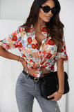 Floral Print Bracelet Sleeve Shirt