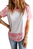 T-shirt à manches courtes blanchi de couleur tie-dye rose 