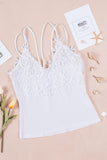 Lace Overlay Strappy Hollow-out Tank Top