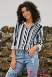 Brown Striped Modern Women Shirt