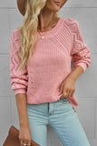 Hollow-out Puffy Sleeve Knit Sweater