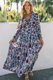 Multicolor Wild Lotus Ruffle Tiered Maxi Dress