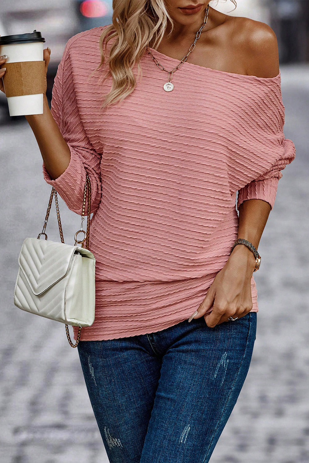 Khaki Ribbed Round Neck Knit Long Sleeve Top