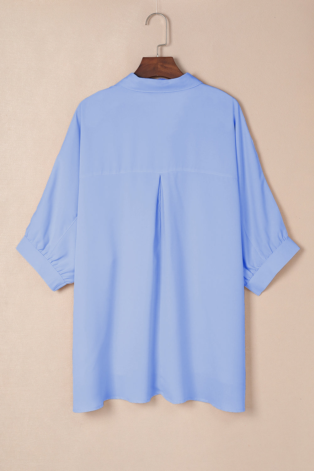 Chemise oversize noire à manches 3/4 bouffantes