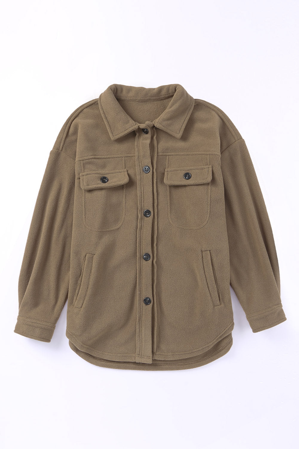 Turn Down Collar Buttoned Shirt Jacket