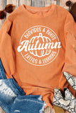 Sweat-shirt surdimensionné à cordon et imprimé graphique citrouille d'automne orange