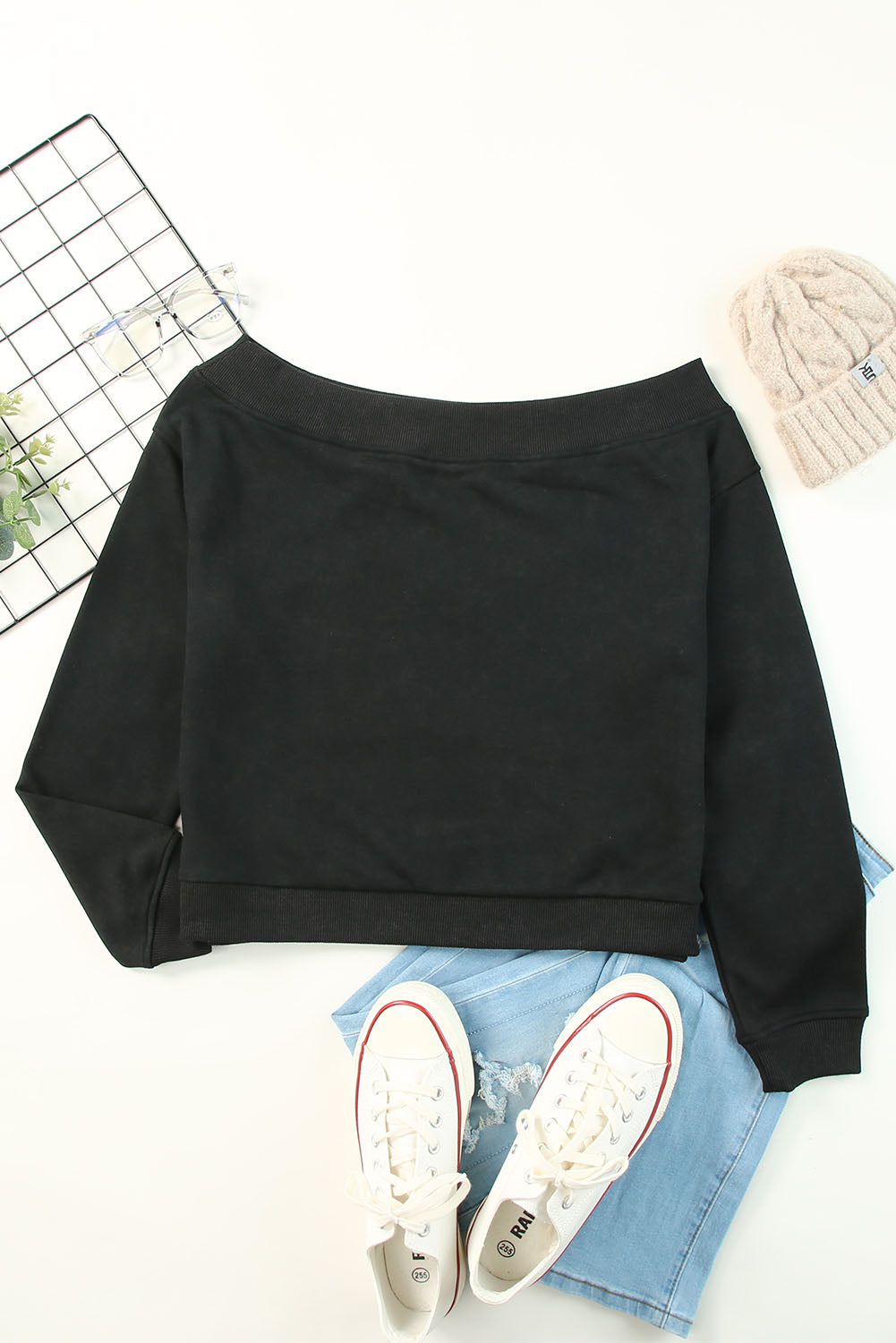 Off The Shoulder Mineral Wash Pullover