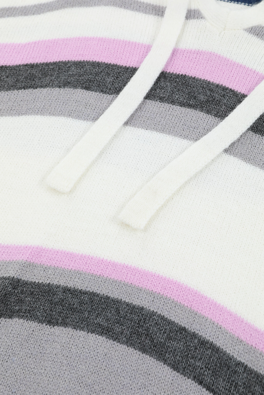 Plus Size Striped Hooded Knit Sweater