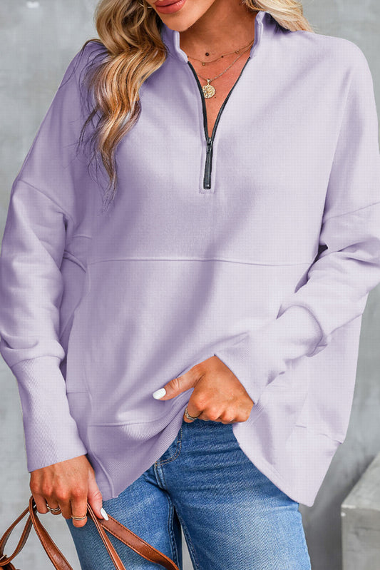 Oversized Quarter-Zip Pullover Sweatshirt