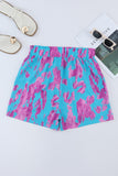 Abstract Print Elastic Waist Pocket Wide-Leg Shorts