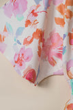 Robe longue multicolore à imprimé floral tropical froncé à col en V