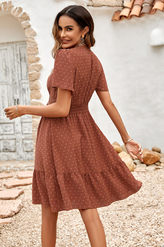 Swiss Dot Lace Splice Swing Dress