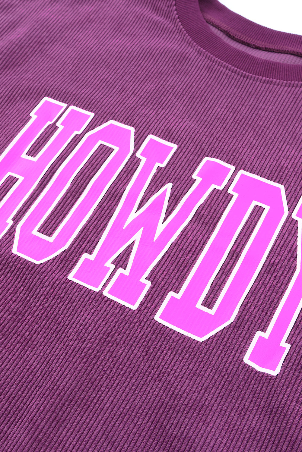 HOWDY Sweat-shirt décontracté côtelé à imprimé graphique 