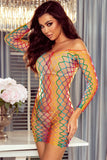 Bold Fishnet Hollow Out Off Shoulder Chemise