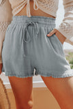 Drawstring Frayed Edge Pocketed Shorts