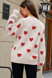 Heart Pattern Ribbed Trim Knit Sweater