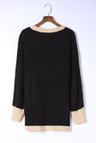 Contrast Trim Open Front Lantern Sleeves Cardigan