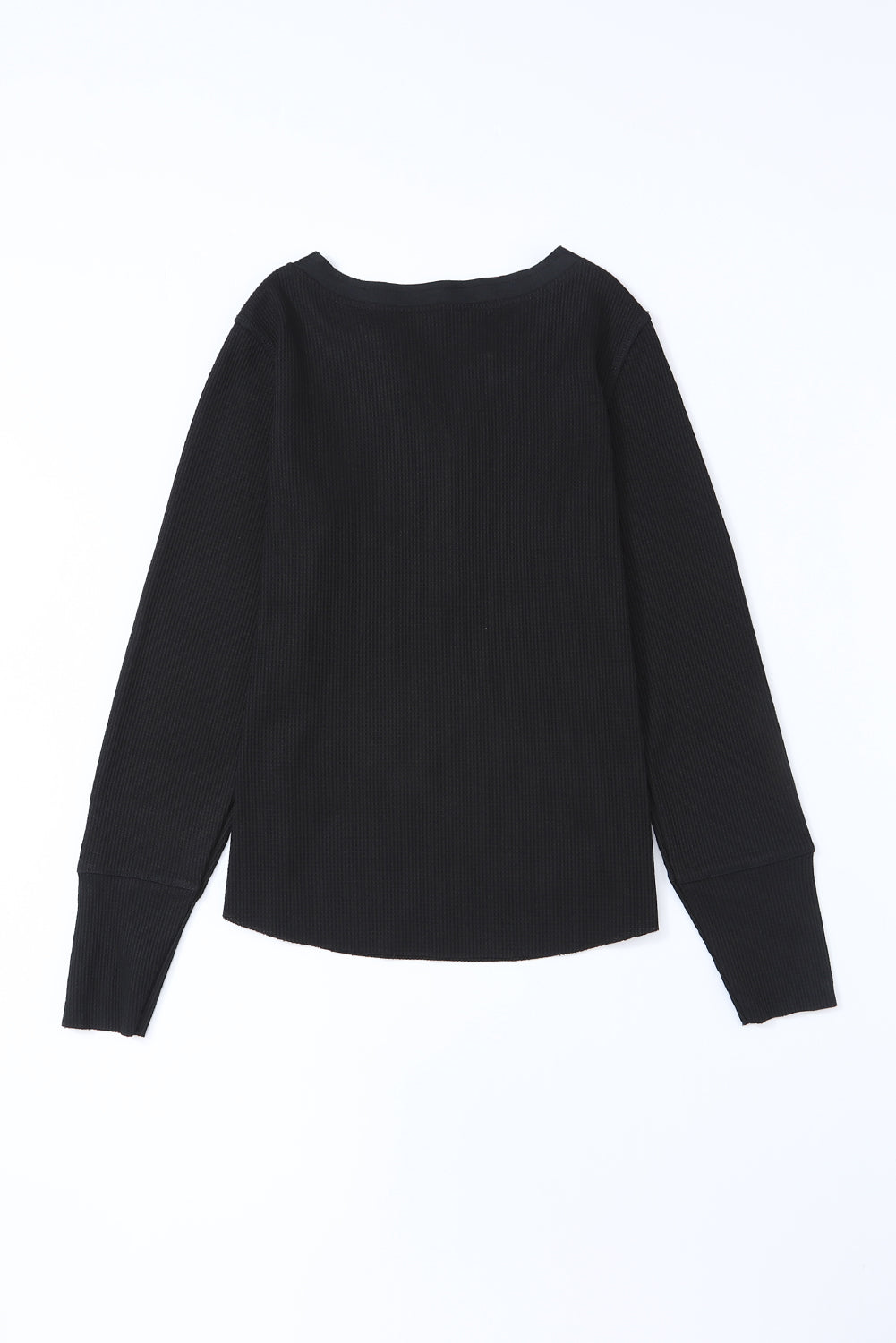 Trimmed Neckline Waffle Knit Henley Top