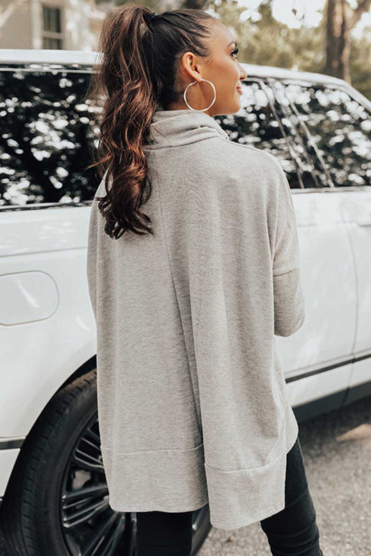 Gray Cowl Neck Shift Tunic Top