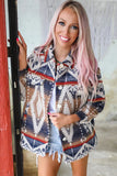 Aztec Print Button-Up Oversized Jacket