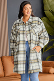 Plus Size Plaid Pocketed Side Slit Shacket