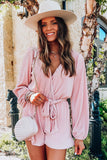 Ripped Surplice V Neck Bubble Sleeve Romper