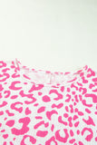 Leopard Print Textured Knit Short Sleeve Plus Size T Shirt