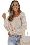 Hollow-out Puffy Sleeve Knit Sweater