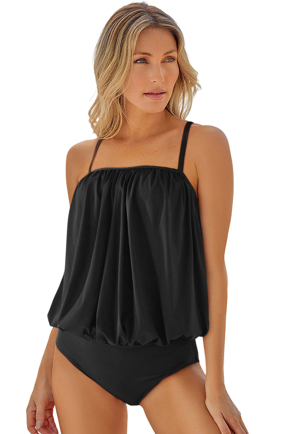 Draped Spaghetti Straps One-piece Swimwear