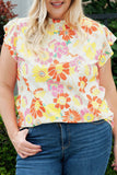 Plus Size Mock Neck Ruffle Sleeve Floral Blouse