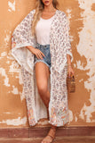 Tassel Trim Split Sleeve Boho Print Kimono