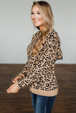 Leopard Knitted Drawstring Hooded Sweater