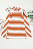 Striped Print Textured Knit Long Sleeve Tee