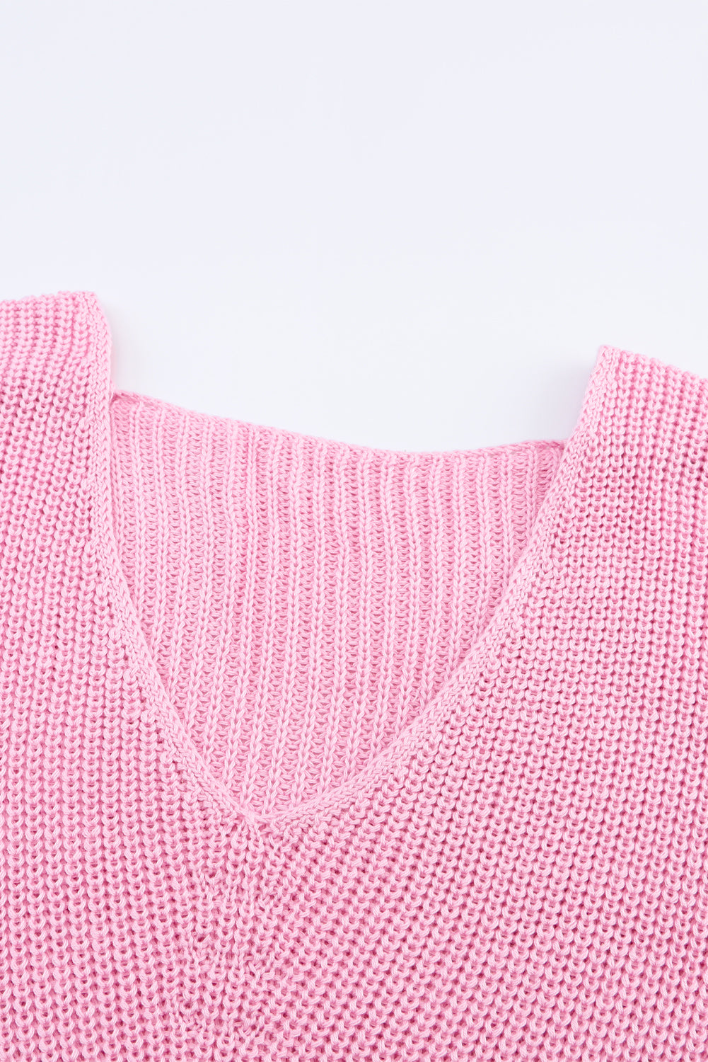 Ribbed Knit V Neck Sweater