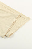 Drawstring Elastic Waist Pockets Long Straight Legs Pants