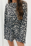 Animal Print Long Sleeves Pullover and Shorts Lounge Set