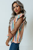 Striped Tiered Ruffle Cap Sleeve Top