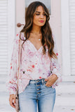 Vibrant Floral Printed Ruffle Trim Blouse